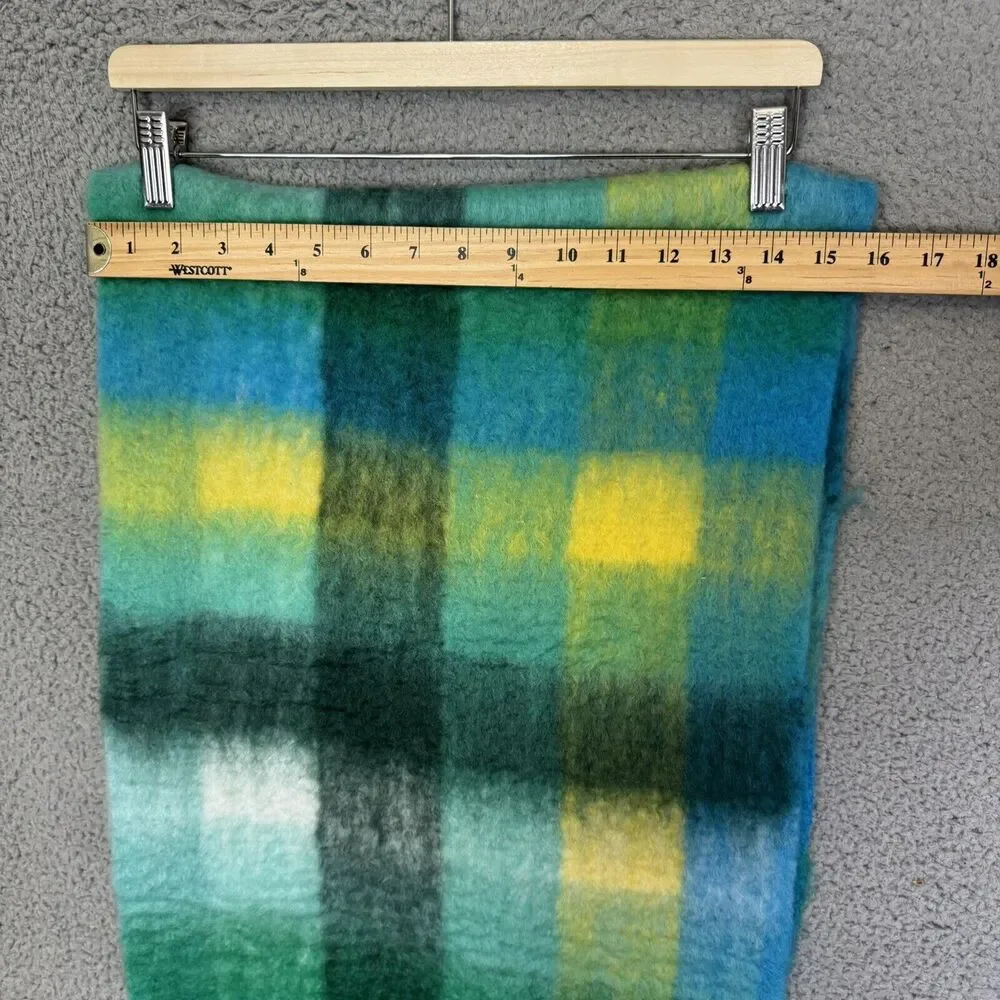 Talbots Scarf Womens 16x72 Blue Green Plaid Acrylic Nylon‎ Blend NWT